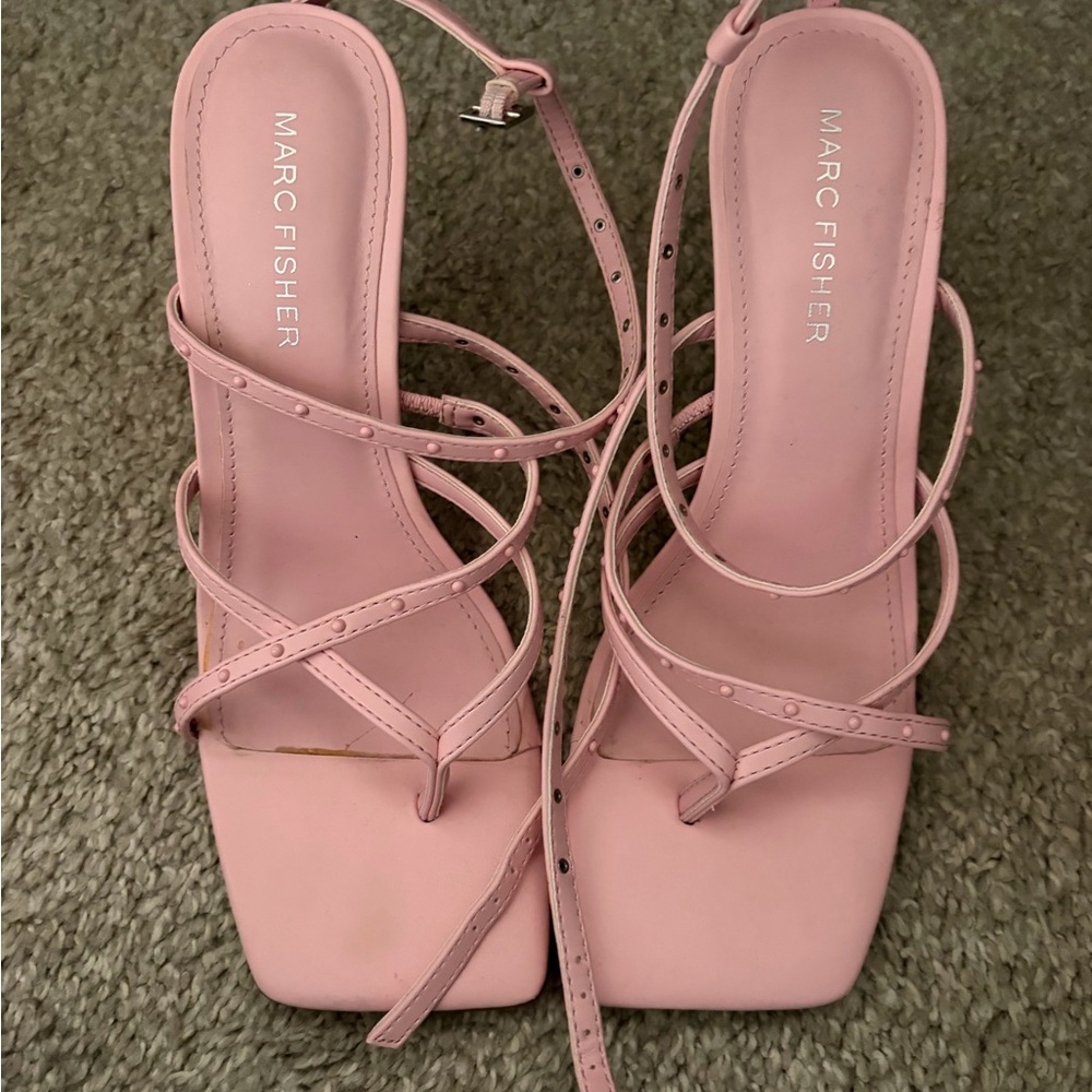 Marc Fisher Blush Pink Strappy Square-Toe Sandals